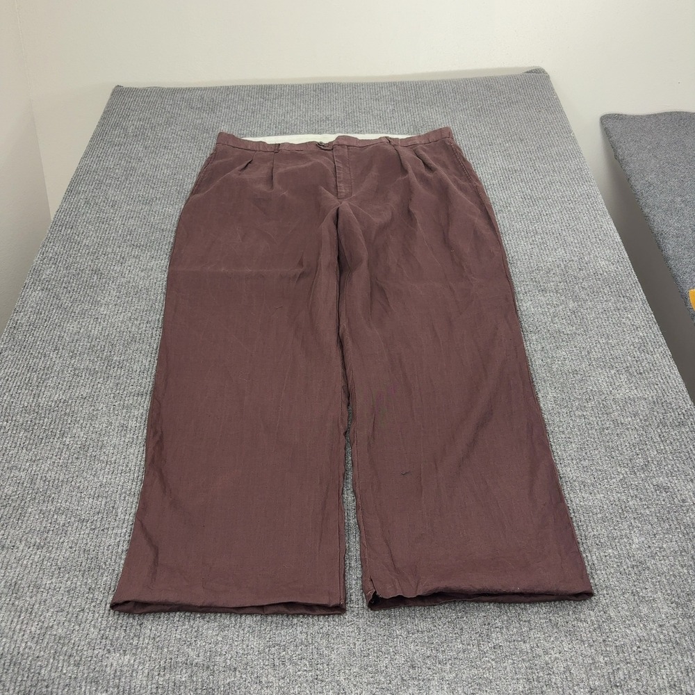 Mojito Collection Pants Mens 48 Brown Linen Pleated Casual Tropical Summer Beach